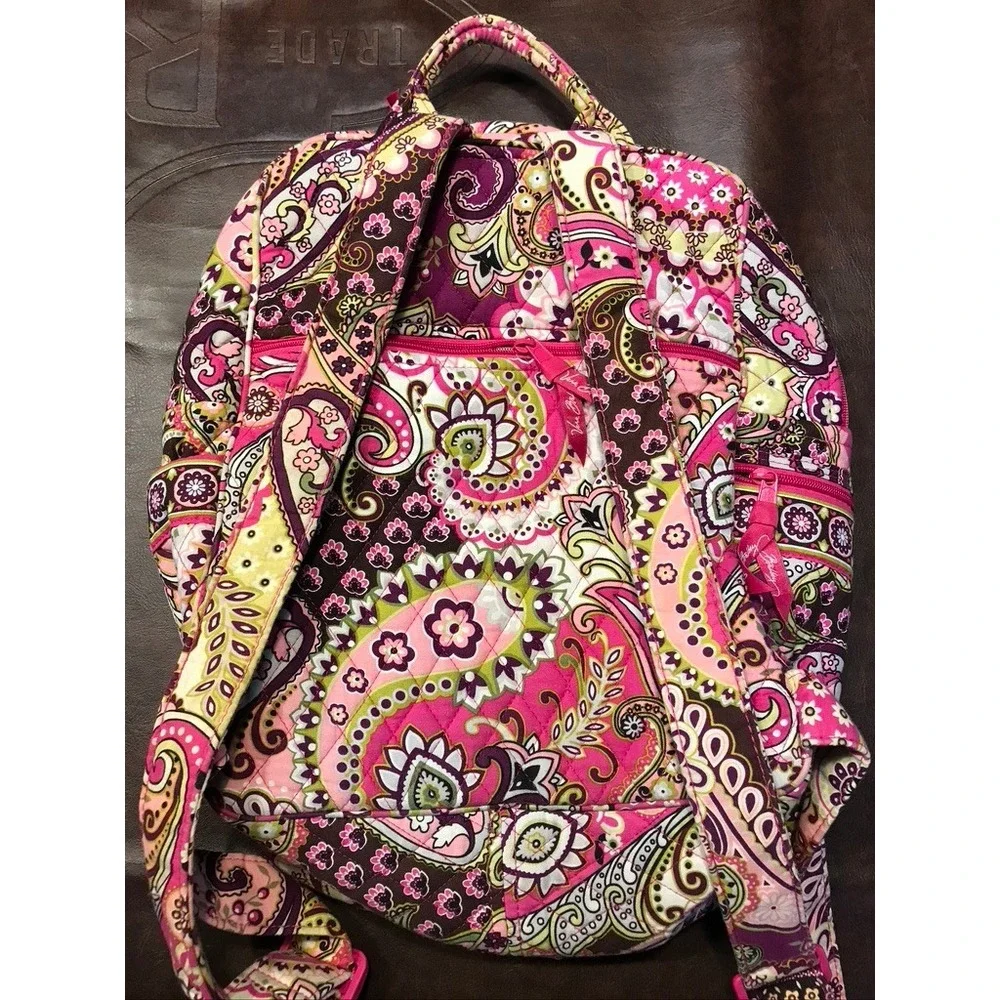 Vera Bradley Very Berry Paisley Quilted Cotton Backpack Floral Print Bag